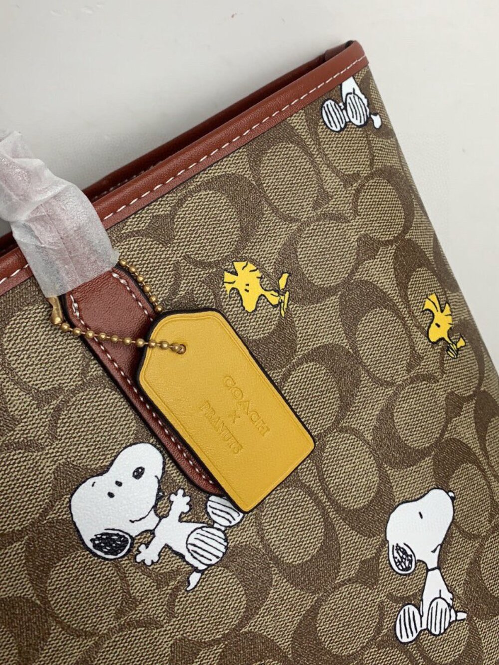 Coach Brown Tote with Snoopy Design - Picture 5 of 9